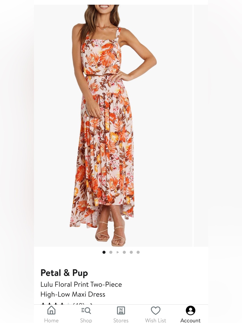 Petal & Pup Orange Floral High-Low Maxi Skirt